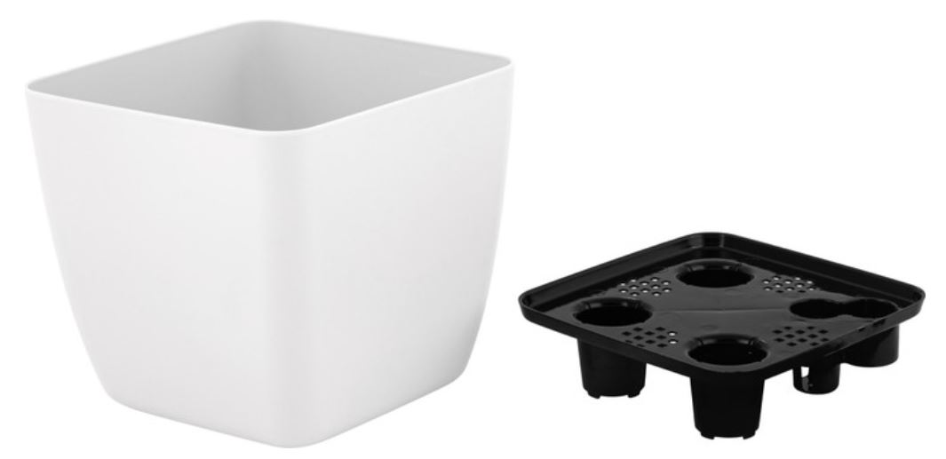 Горшок с дренажной вставкой InGreen Vienna, 1,5л, квадратный, белоснежный жасмин                            